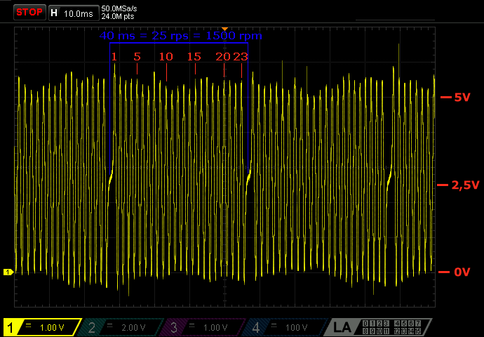 Delphi MT05 crankshaft sensor on oscilloscope